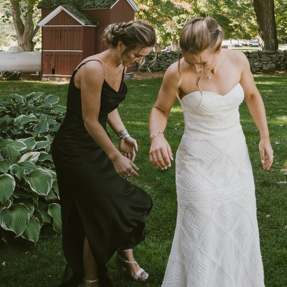 Revelry Skye black satin bridesmaid's dress NWT - Picture 6 of 9